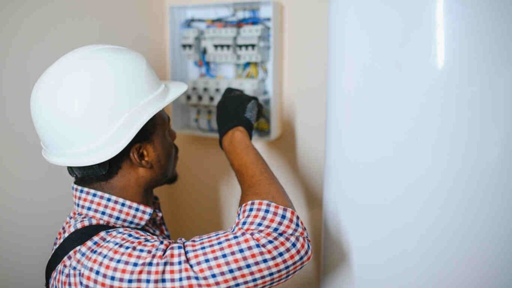 Emergency electrician service fixing electrical wiring in Riyadh home