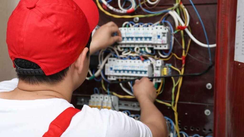 Certified electricians from a top electrical services company handling electrical repairs